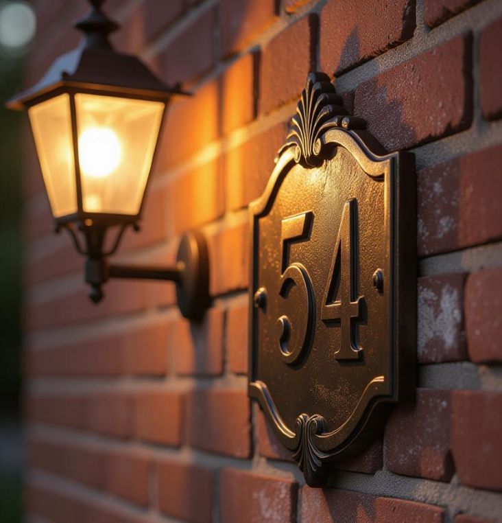 house number on a brick wall